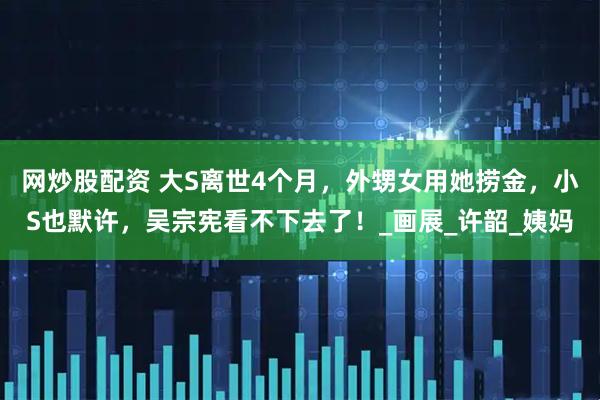 网炒股配资 大S离世4个月，外甥女用她捞金，小S也默许，吴宗宪看不下去了！_画展_许韶_姨妈