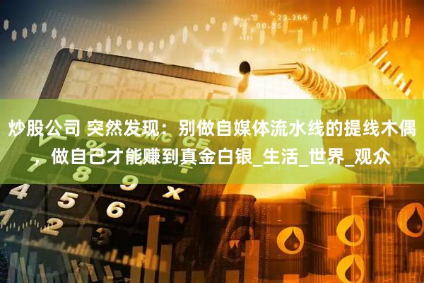 炒股公司 突然发现：别做自媒体流水线的提线木偶，做自己才能赚到真金白银_生活_世界_观众